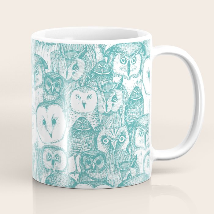 just owls teal blue Coffee Mug Gallery Image 1