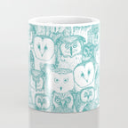 just owls teal blue Coffee Mug Gallery Image 4