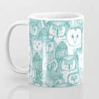 just owls teal blue Coffee Mug Gallery Image 3