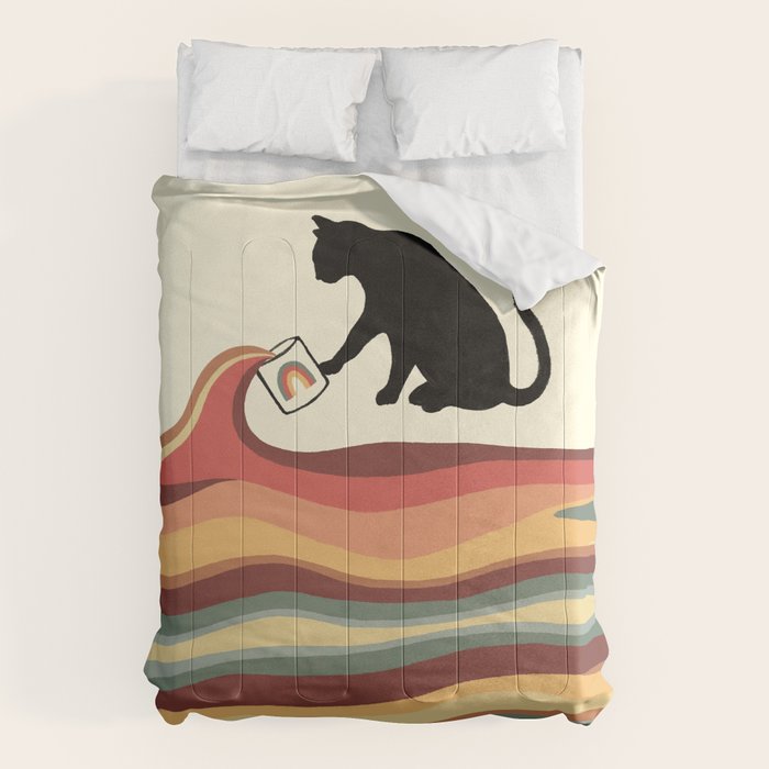Rainbow cat 1 coffee milk drop Comforter Gallery Image 6