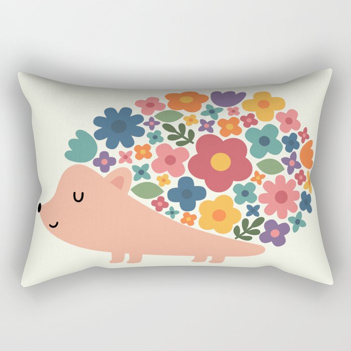 Floral Hedgehog Rectangular Pillow Gallery Image 2