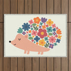 Floral Hedgehog Outdoor Rug Gallery Image 1