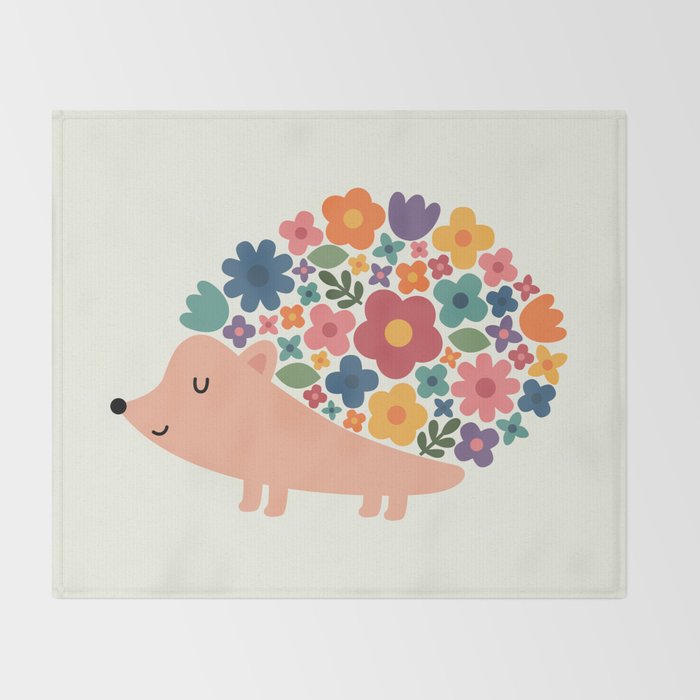 Floral Hedgehog Throw Blanket Gallery Image 2