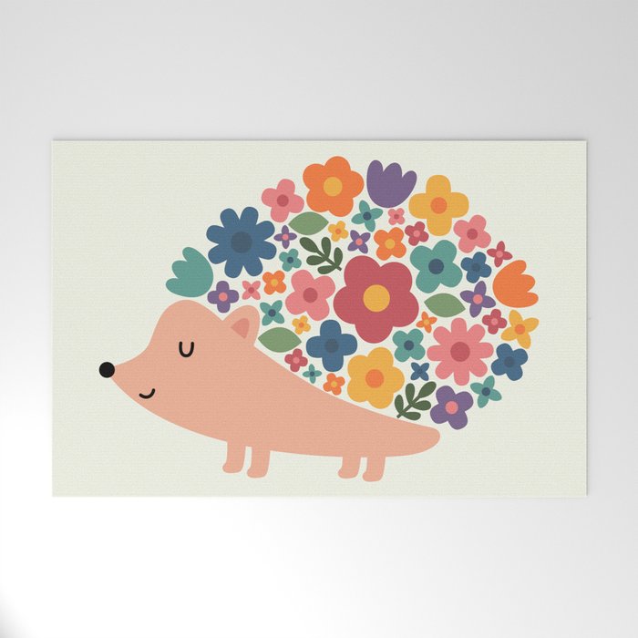 Floral Hedgehog Welcome Mat Gallery Image 1