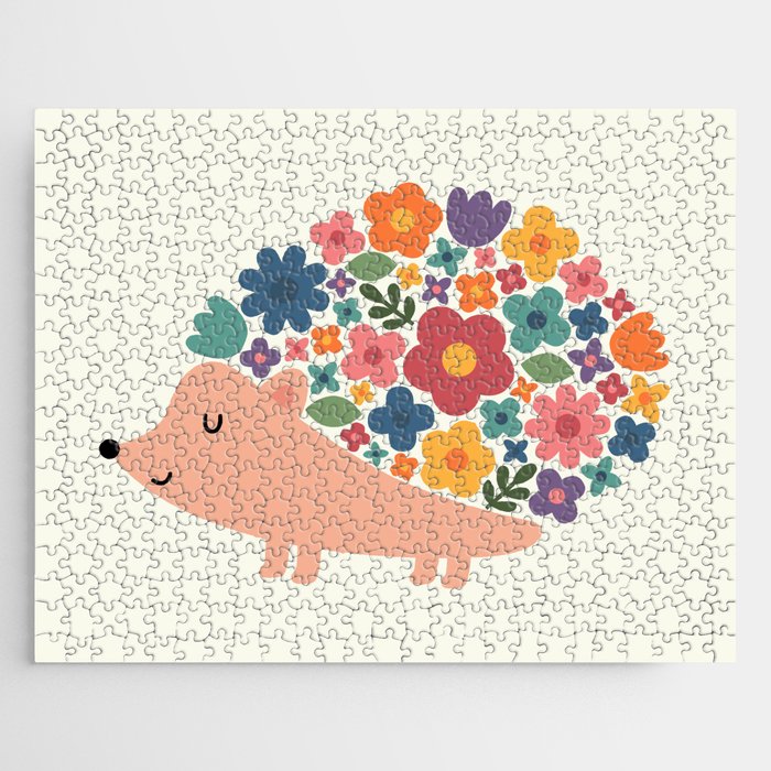 Floral Hedgehog Jigsaw Puzzle Gallery Image 1