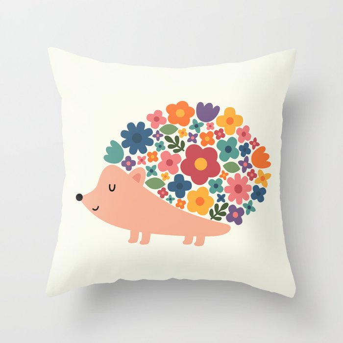 Floral Hedgehog Throw Pillow Gallery Image 6