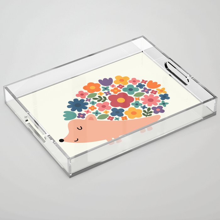 Floral Hedgehog Acrylic Tray Gallery Image 1