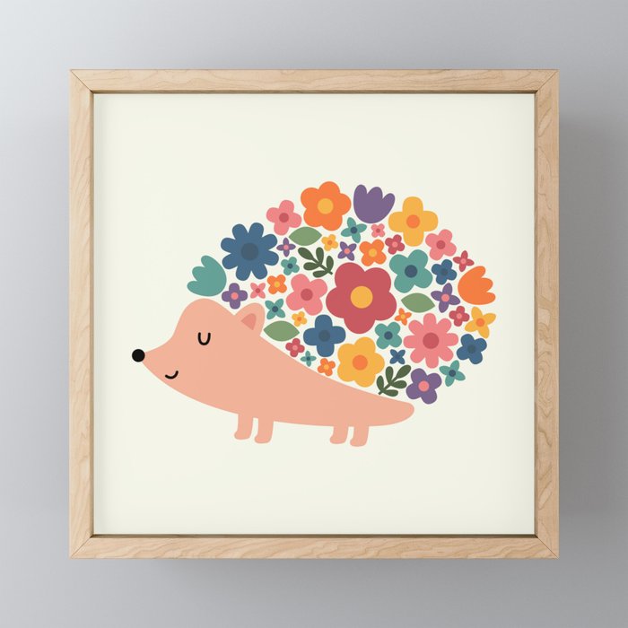 Floral Hedgehog Mini Art Print Gallery Image 1