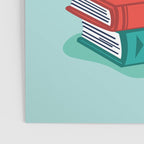 One more chapter // aqua background grey cat striped mug with plants red green and yellow books  Poster Gallery Image 3