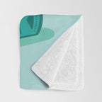 One more chapter // aqua background grey cat striped mug with plants red green and yellow books  Throw Blanket Gallery Image 3