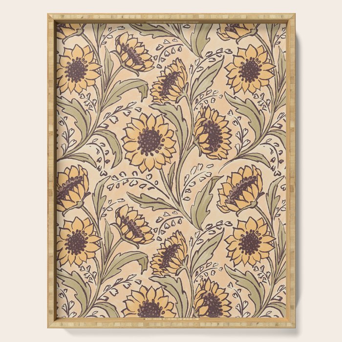 Sunflowers - gold Serving Tray Gallery Image 1