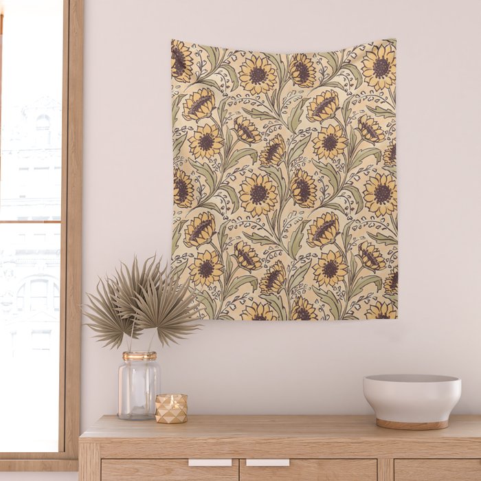 Sunflowers - gold Wall Tapestry Gallery Image 2