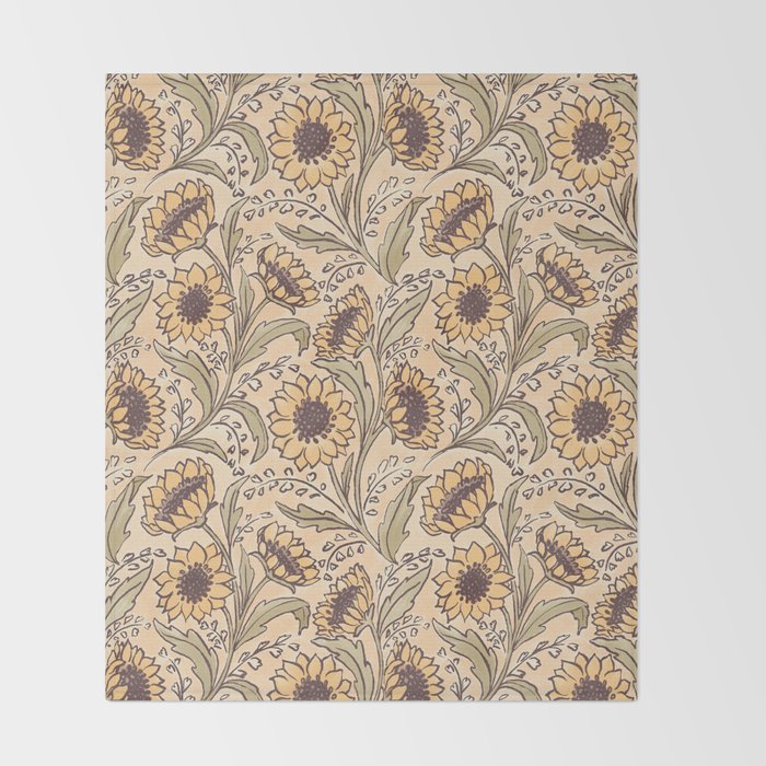 Sunflowers - gold Throw Blanket Gallery Image 2