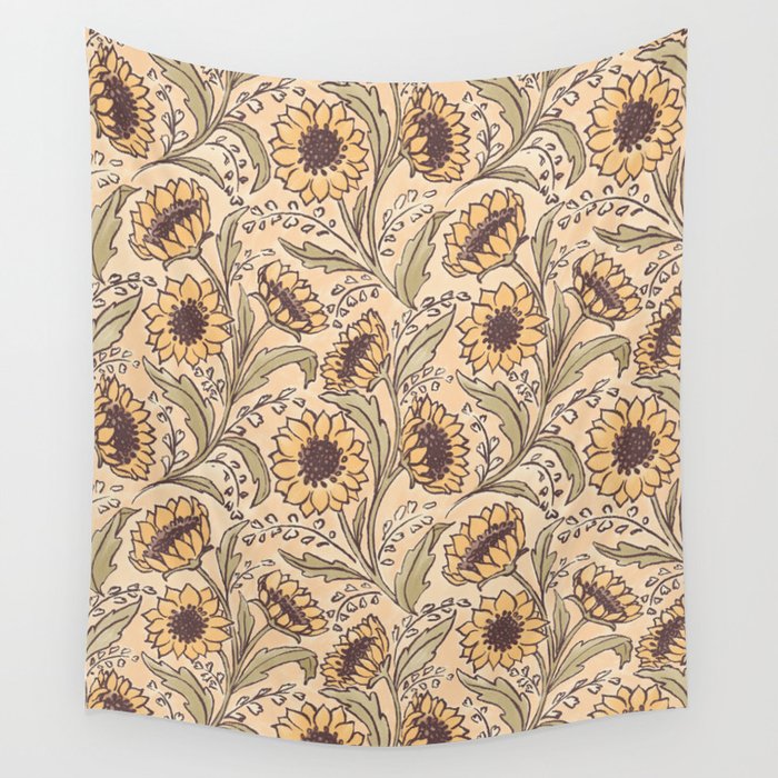 Sunflowers - gold Wall Tapestry Gallery Image 4