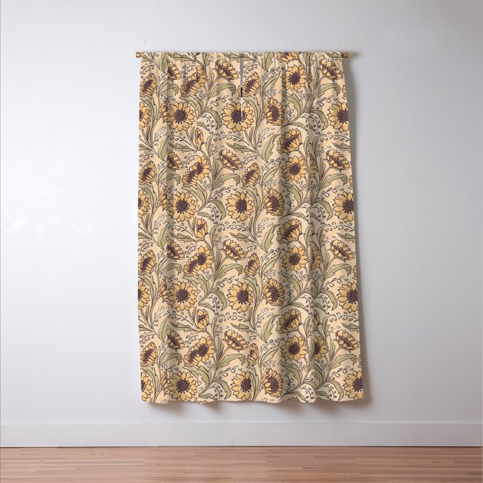 Sunflowers - gold Window Curtain Gallery Image 3