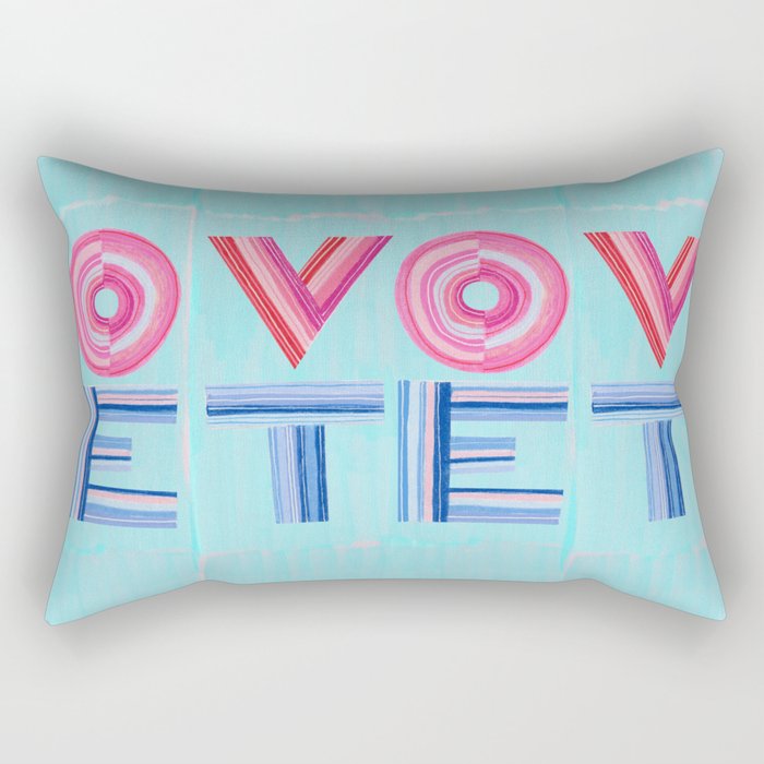 Vote Hand Lettering on Blue Watercolor Background Rectangular Pillow Gallery Image 2