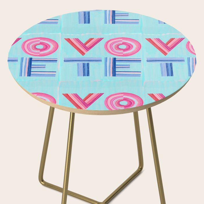 Vote Hand Lettering on Blue Watercolor Background Side Table Gallery Image 2