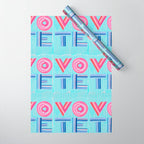 Vote Hand Lettering on Blue Watercolor Background Wrapping Paper Gallery Image 1