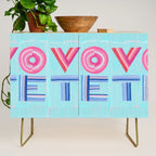 Vote Hand Lettering on Blue Watercolor Background Credenza Gallery Image 1