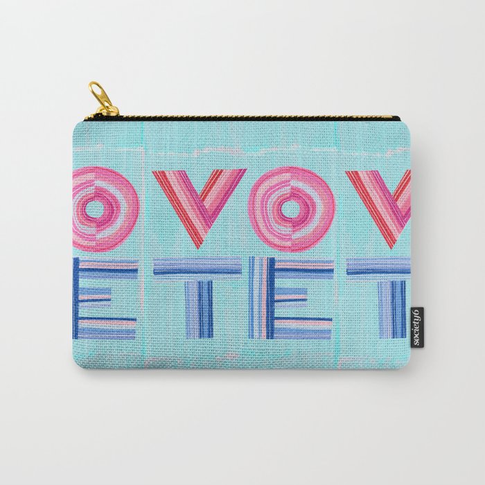 Vote Hand Lettering on Blue Watercolor Background Carry All Pouch Gallery Image 1