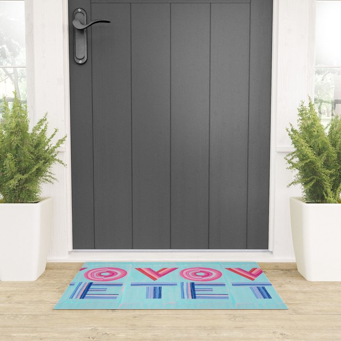 Vote Hand Lettering on Blue Watercolor Background Welcome Mat Gallery Image 3
