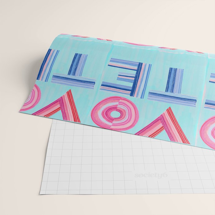 Vote Hand Lettering on Blue Watercolor Background Wrapping Paper Gallery Image 2