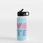 Vote Hand Lettering on Blue Watercolor Background Water Bottle Gallery Image 1