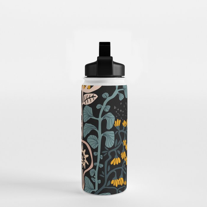 Stockholm garden night black and blue Water Bottle Gallery Image 2