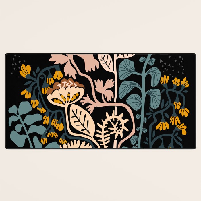 Stockholm garden night black and blue Desk Mat Gallery Image 3