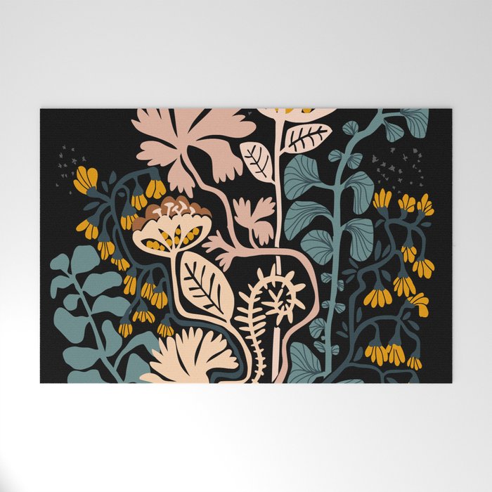 Stockholm garden night black and blue Welcome Mat Gallery Image 1