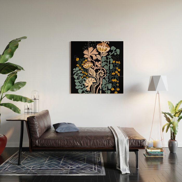 Stockholm garden night black and blue Wood Wall Art Gallery Image 2