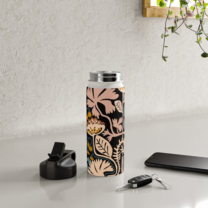 Stockholm garden night black and blue Water Bottle Gallery Image 4