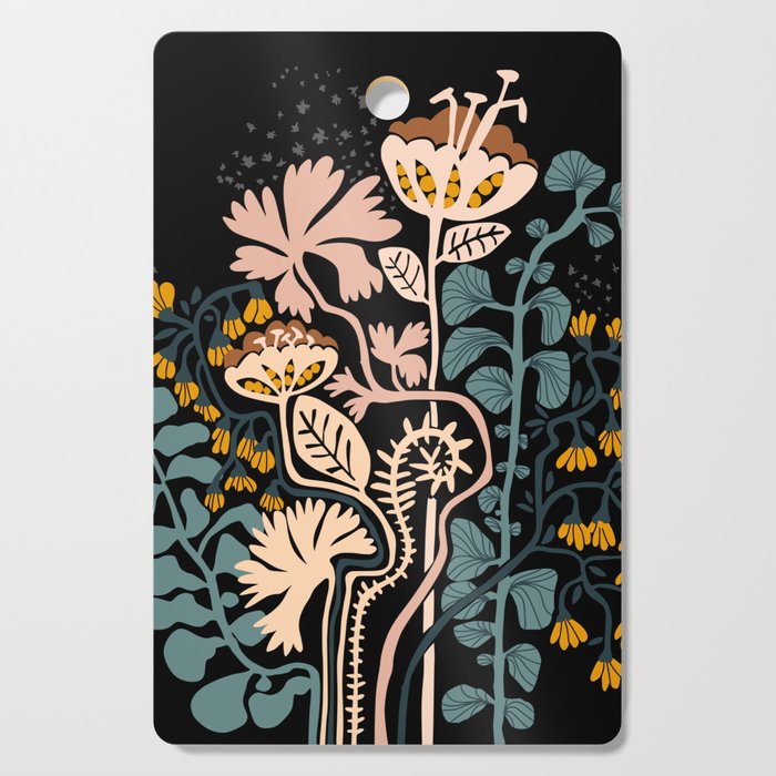 Stockholm garden night black and blue Cutting Board Gallery Image 1