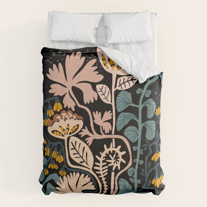 Stockholm garden night black and blue Comforter Gallery Image 1