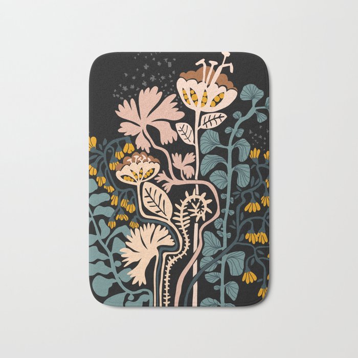 Stockholm garden night black and blue Bath Mat Gallery Image 1