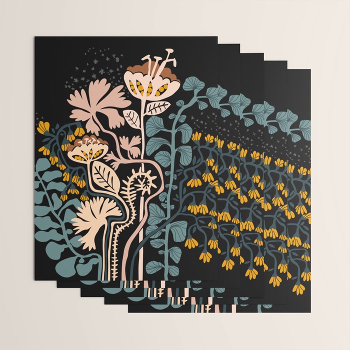 Stockholm garden night black and blue Wrapping Paper Gallery Image 3