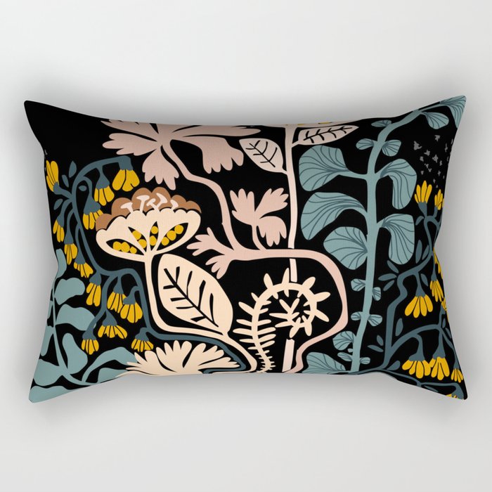 Stockholm garden night black and blue Rectangular Pillow Gallery Image 1