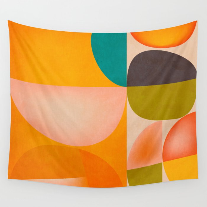 abstract painterly mid century shapes 2 Wall Tapestry Gallery Image 4