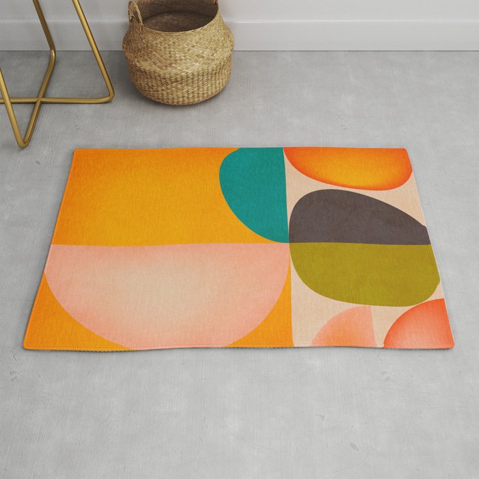 abstract painterly mid century shapes 2 Rug Gallery Image 1