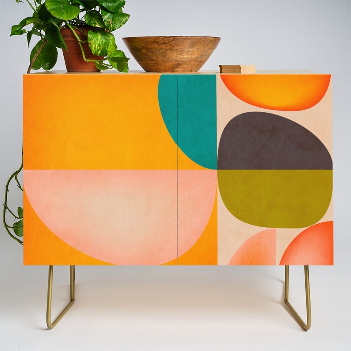 abstract painterly mid century shapes 2 Credenza Gallery Image 1