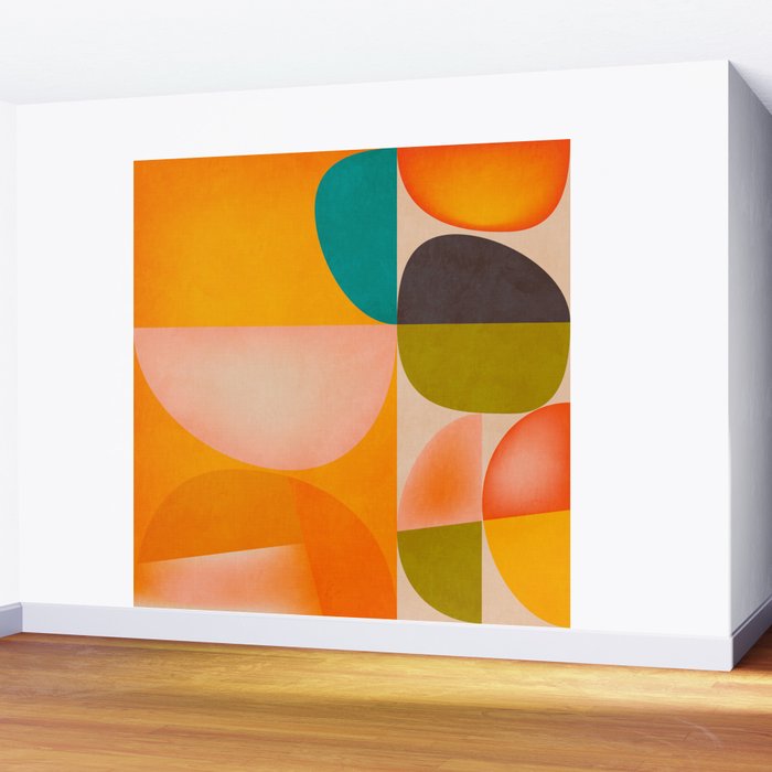 abstract painterly mid century shapes 2 Wall Mural Gallery Image 2