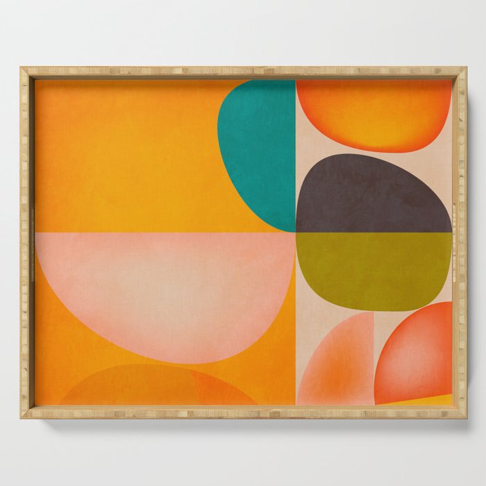 abstract painterly mid century shapes 2 Serving Tray Gallery Image 1