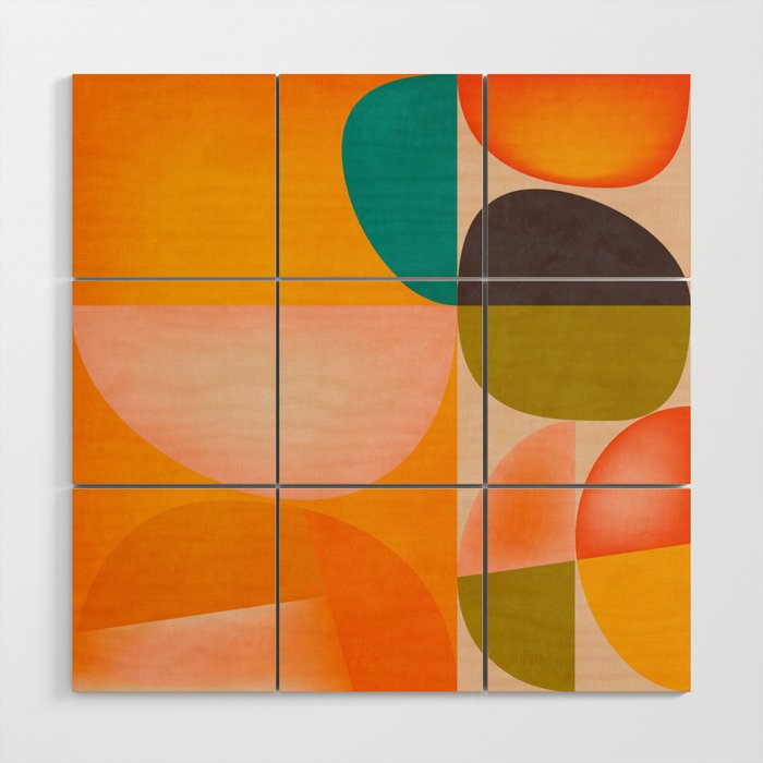 abstract painterly mid century shapes 2 Wood Wall Art Gallery Image 1