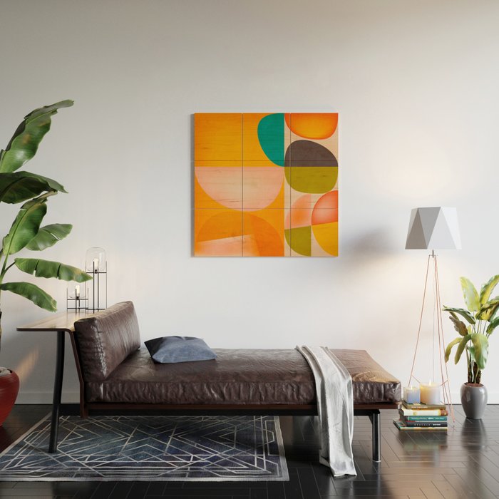 abstract painterly mid century shapes 2 Wood Wall Art Gallery Image 2