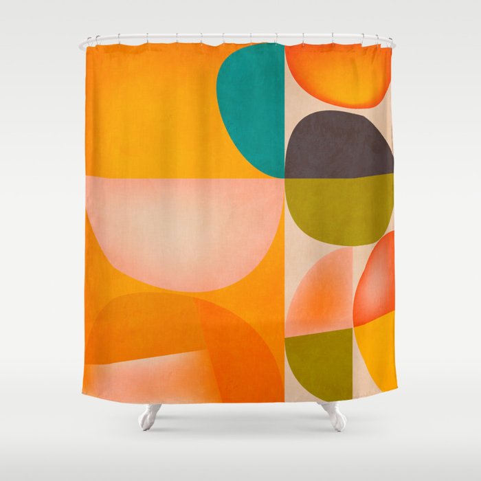 abstract painterly mid century shapes 2 Shower Curtain Gallery Image 1