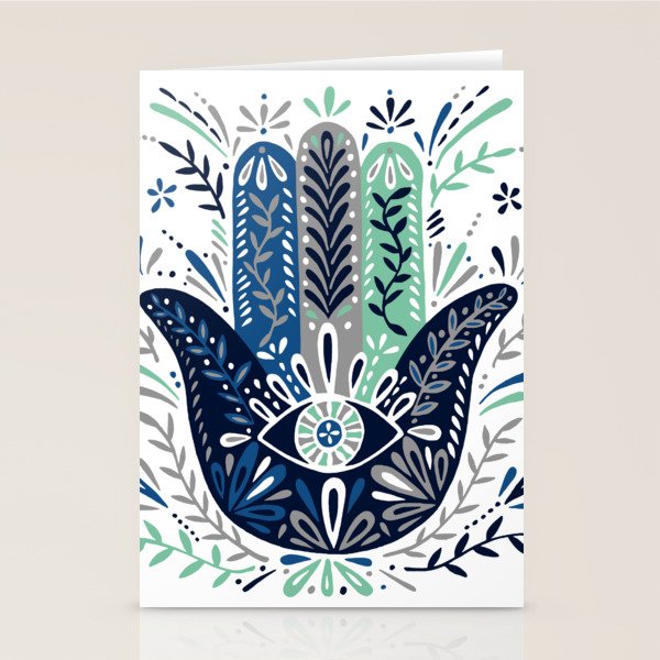 Hamsa Hand - Navy Palette Stationery Card Gallery Image 2