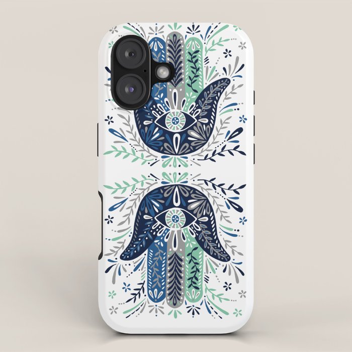 Hamsa Hand - Navy Palette iPhone Case Gallery Image 1