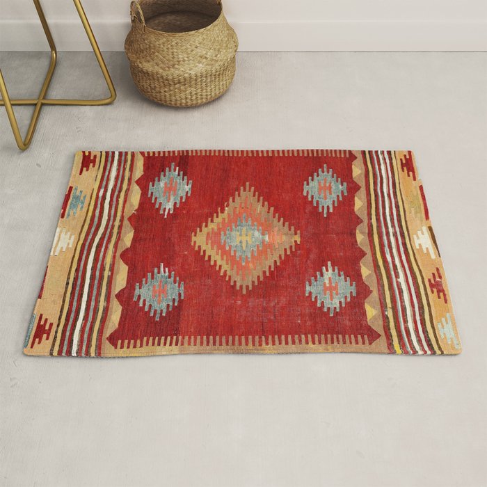 Çal  Antique Turkish Kilim Print Rug Gallery Image 1