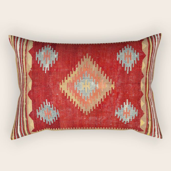 Çal  Antique Turkish Kilim Print Rectangular Pillow Gallery Image 2