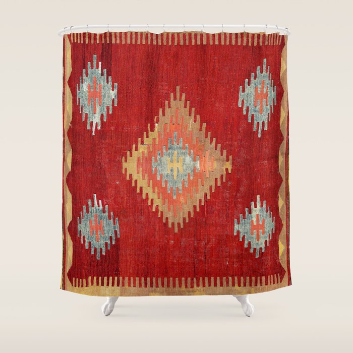 Çal  Antique Turkish Kilim Print Shower Curtain Gallery Image 1